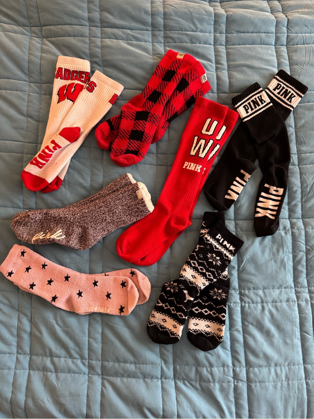 PINK by Victoria's Secret Crew Socks, WI badgers + Others